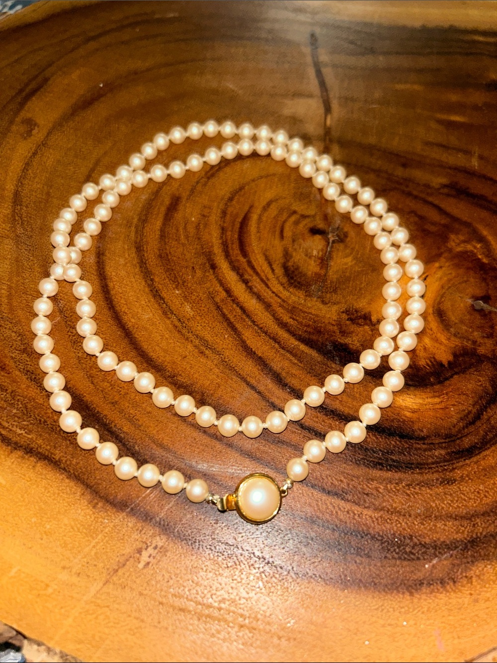 Classic Cream Pearl Strand Necklace with Gold Clasp